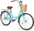 Outroad Beach Cruiser Bike, 24/26 inch Commuter Bicycle for Adult and Women,High-Carbon Steel Comfortable City Bikes with Rear Rack and Basket, (Black/Pink/White/Green/Purple)