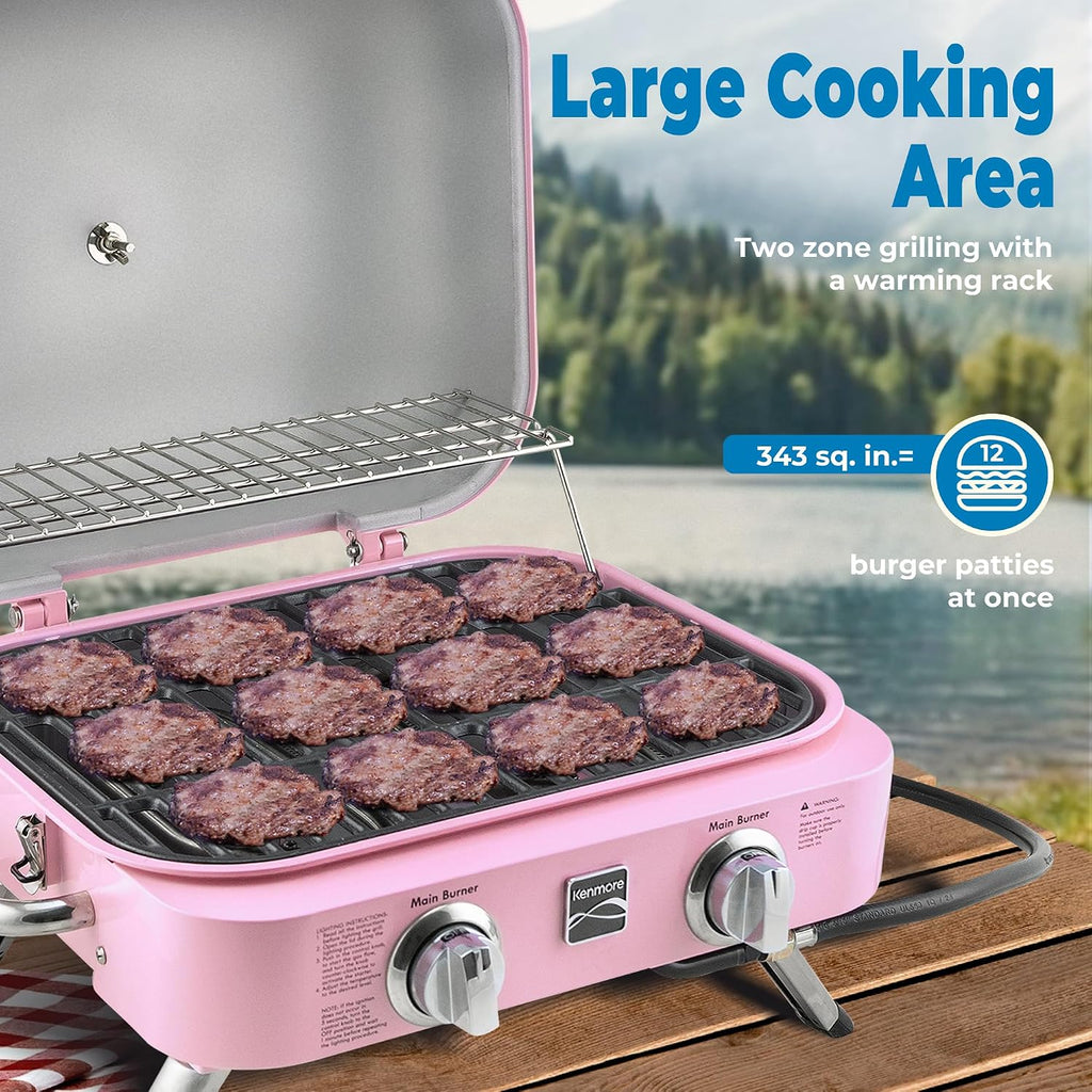 Kenmore 2-Burner Portable Tabletop Retro Gas Grill