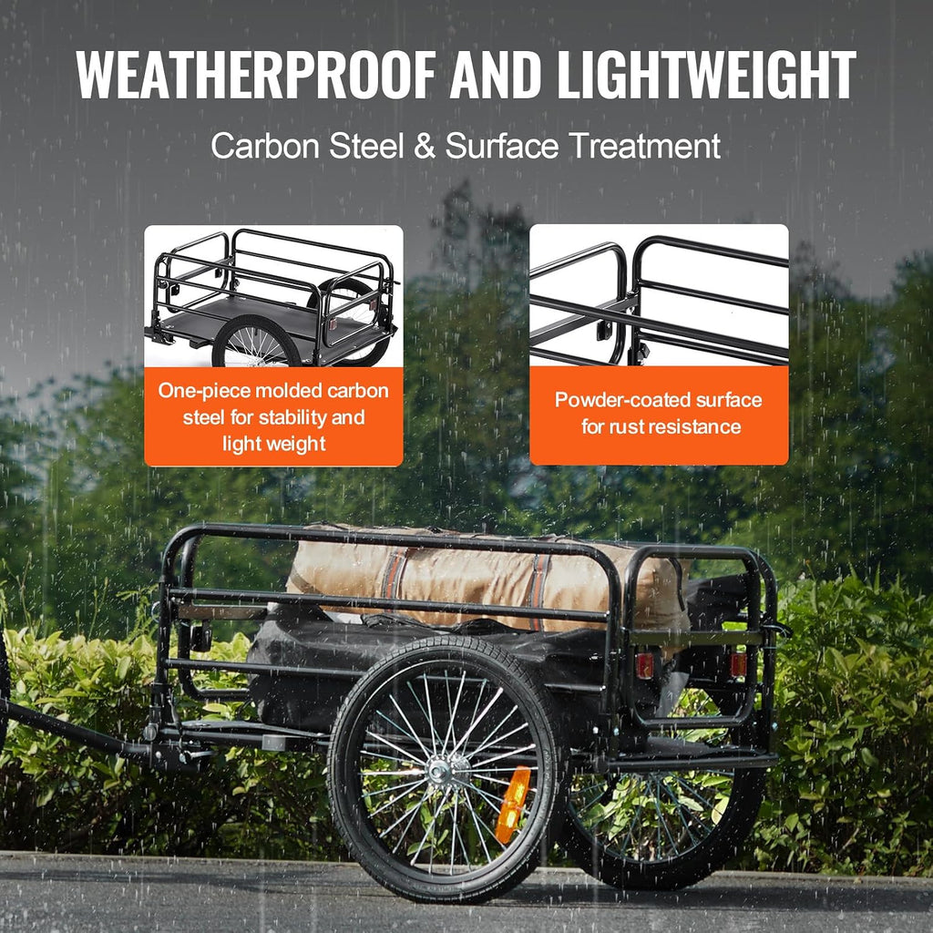 VEVOR Bike Cargo Trailer, 88/100/160 lbs Load Capacity, Heavy-Duty Bicycle Wagon Cart, Foldable Compact Storage with Universal Hitch