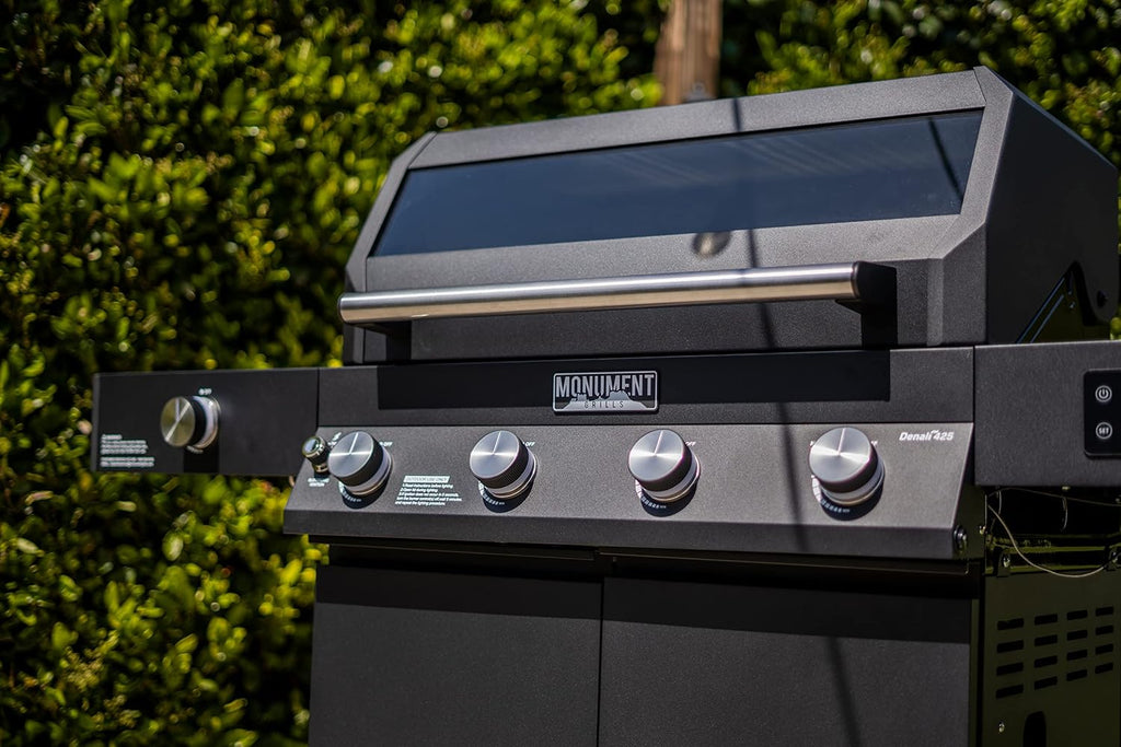 Monument Grills Denali Series, Denali 425 4-Burner Liquid Propane Gas Smart BBQ Grill Stainless Steel with BBQ Cover (2 items)