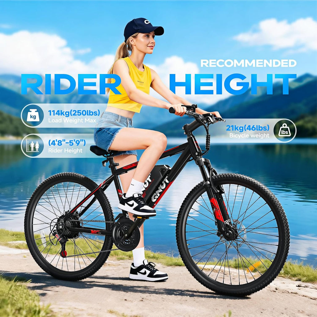 QNUT Electric Bike for Adults with Peak 1000W Motor 26' Victor Mountain Lightweight Ebike, 10.4Ah/7.8Ah Removable Battery Up to 40-60 Miles, 22MPH E Bike Commuter E-MTB for Teens, UL 2849 Certified