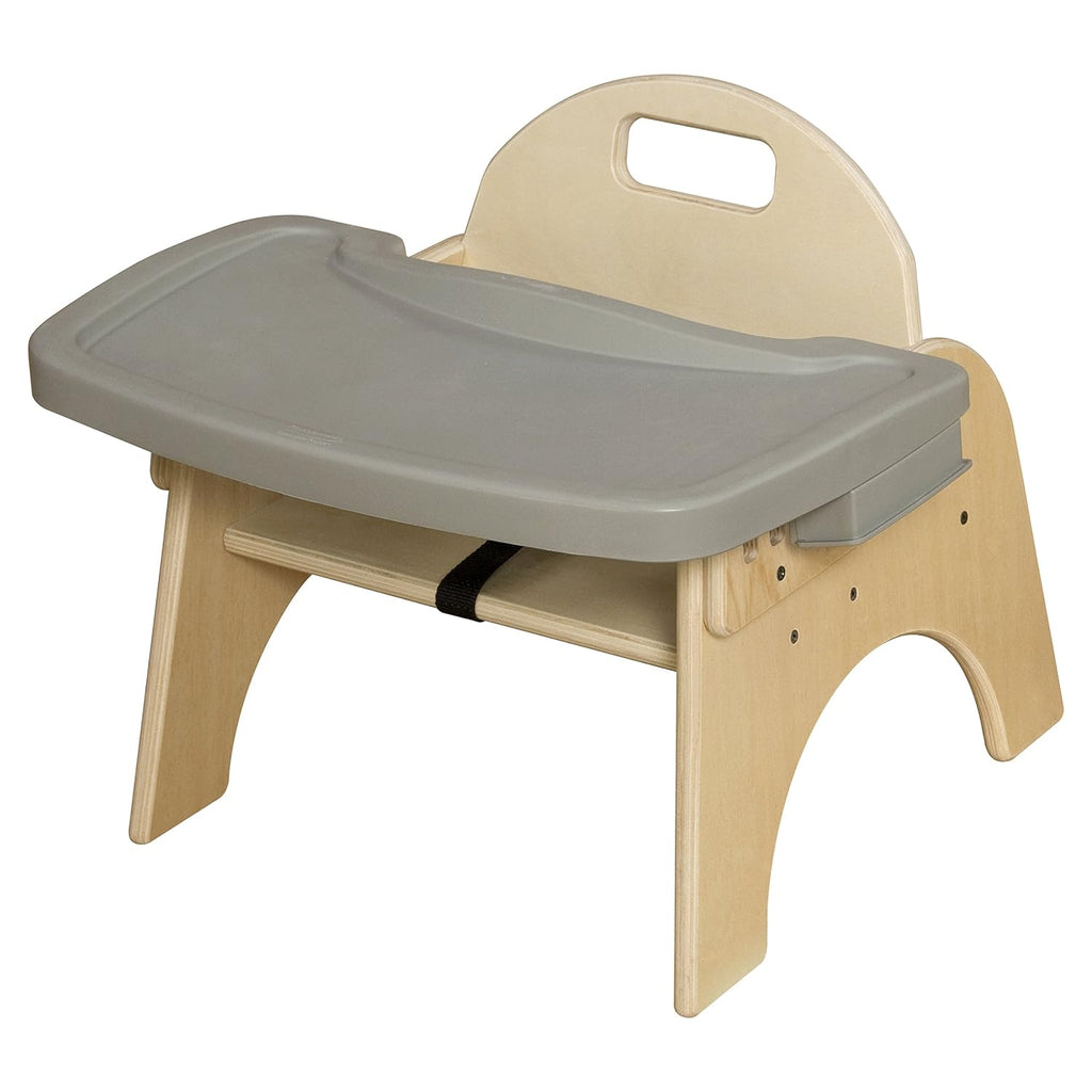 7' H Wooden Stackable Feeding Chair with Removable Tray and 3 Point Harness, Suitable for 12-18 Months Babies Dining & Studying Needs [Fully Assembled]