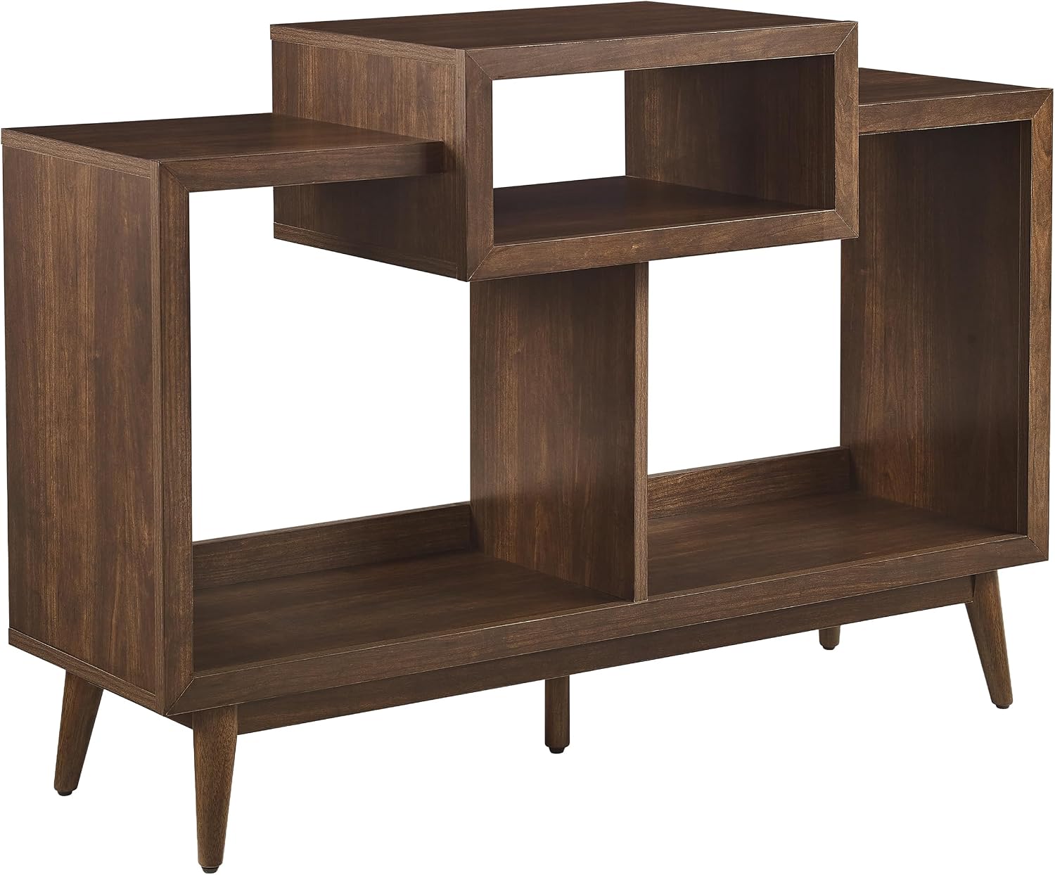 Crosley Furniture Nashville Mid Century Modern Console Record Player Stand, Stores Up to 220 Vinyl Records, Medium, Brown