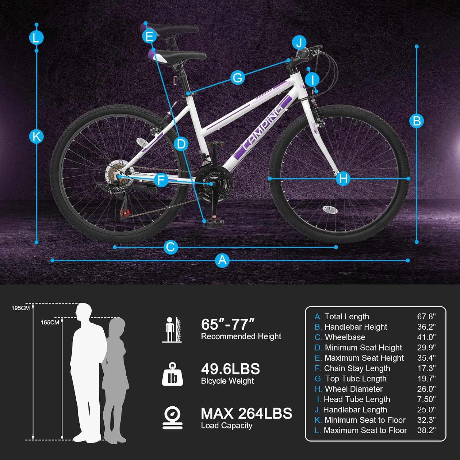 CamPingSurvivals 20/24/26 Inch Mountain Bike for Men/Women, Adult Bicycle with Professional 7 or 21 Speed Shifting, Double Shock Effect, Comfort Saddle and Pretty Look