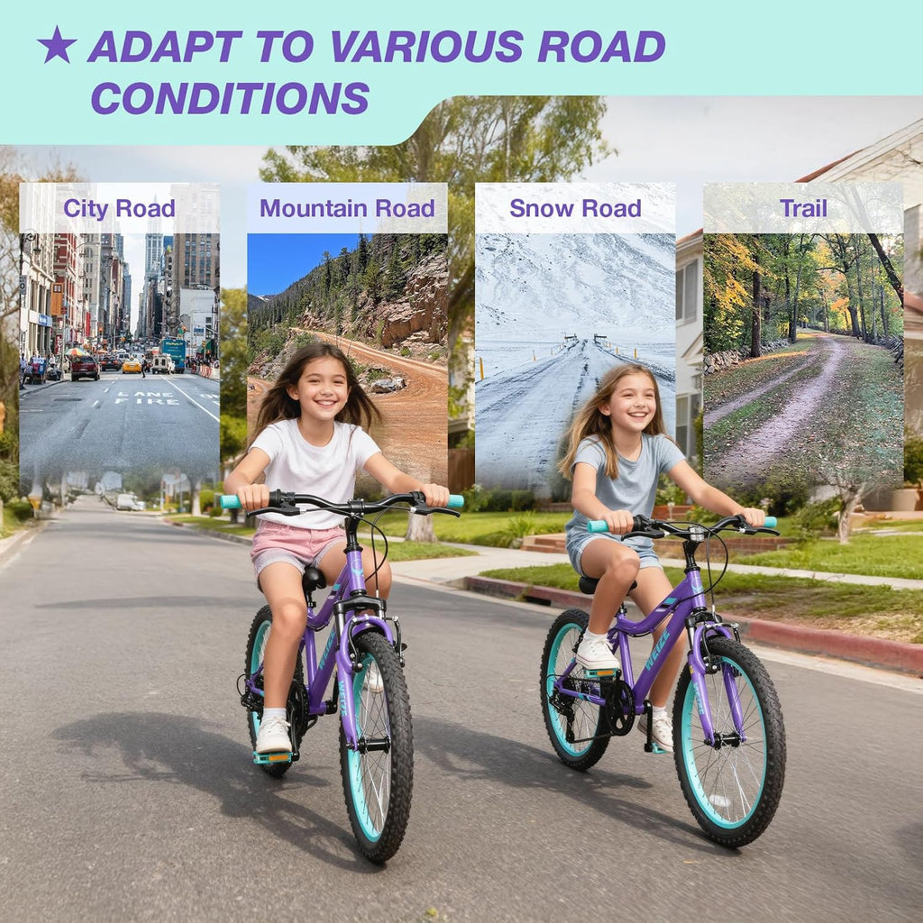 WEIZE 20 24 Inch Kids Mountain Bike,Kids Bike for Girls Age 6-14 Year Old,6 Speed Kid Bicycle with Front Suspension Fork,Adjustable Seat Height,High-Carbon Steel Frame,Ideal for Girl Adventurers