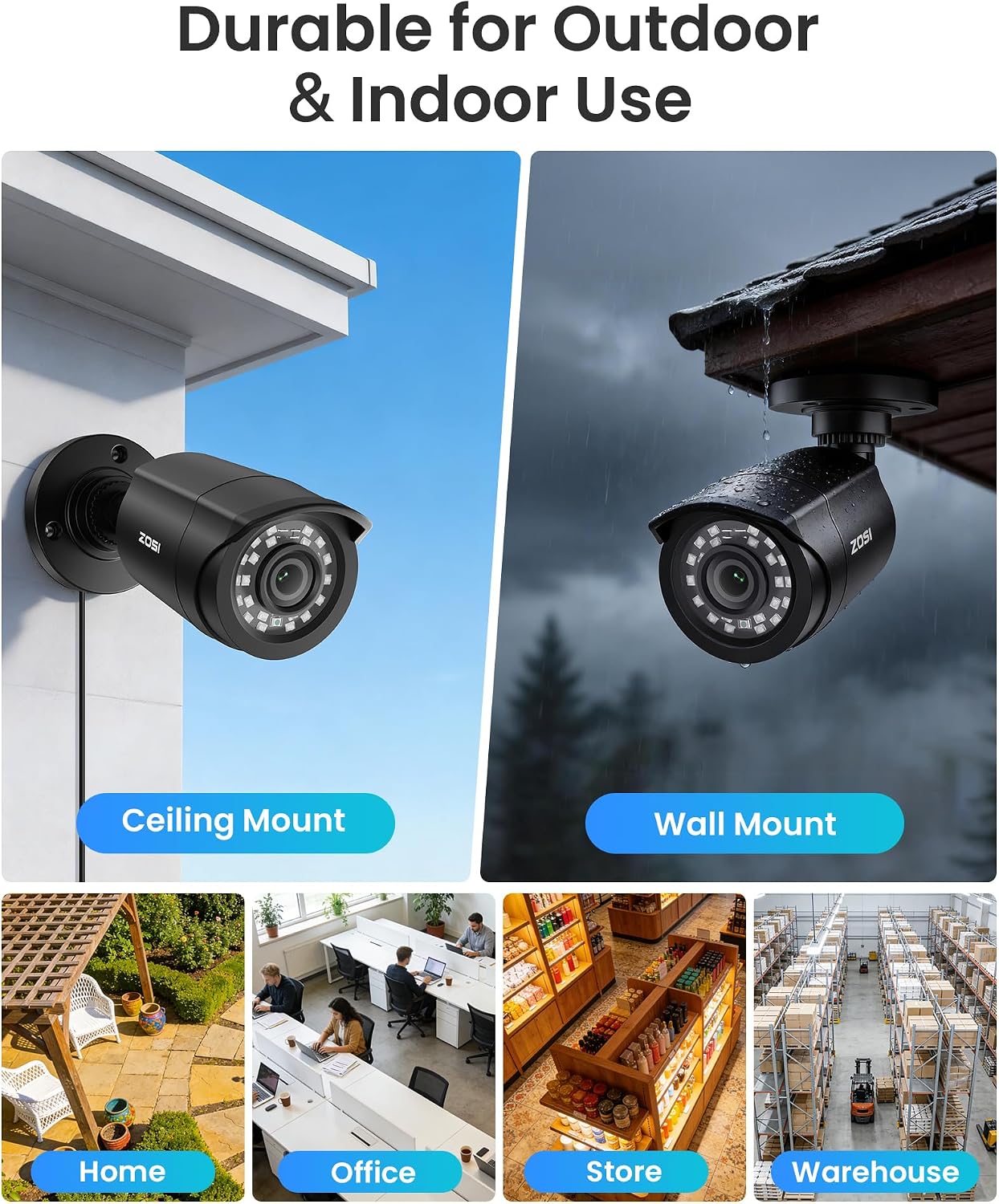 ZOSI 3K Lite 8CH Security Camera System Outdoor with 1TB Hard Drive,AI Human/Vehicle Detection,Night Vision,H.265+ 8 Channel 5MP Lite Video DVR Recorder,8X 1080P HD 1920TVL Weatherproof CCTV Cameras