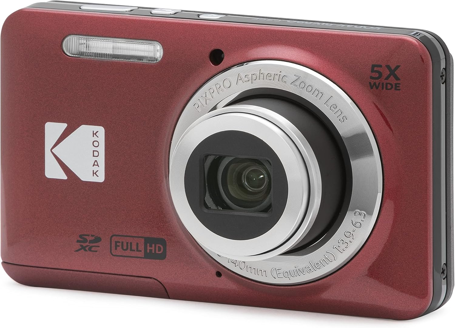 Kodak PIXPRO FZ55-RD 16MP Digital Camera 5X Optical Zoom 28mm Wide Angle 1080P Full HD Video 2.7' LCD Vlogging Camera (Red) Packaging May Vary