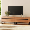 WAMPAT Modern TV Stand for 50-75 Inch TVs, Wood Entertainment Center with Metal Base Storage Cabinets, Media TV Console for Living Room, Mocha, 2Pcs