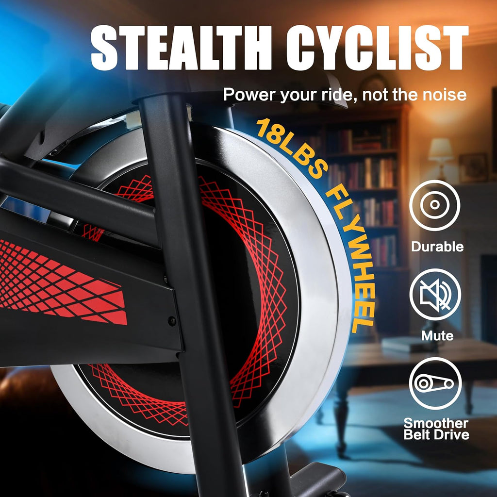 Exercise Bike Stationary Bike Indoor Cycling Bicycle for Home Gym Spinning Bike 300 lbs Weight Capacity Adjustable Seat/Handlebar for Office Workout Cardio