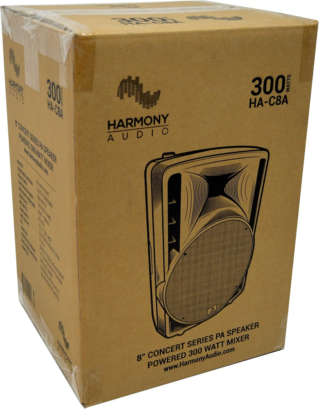 Harmony Audio HA-C8A Pro DJ Concert Series 8' Powered 300W PA Speaker Cabinet