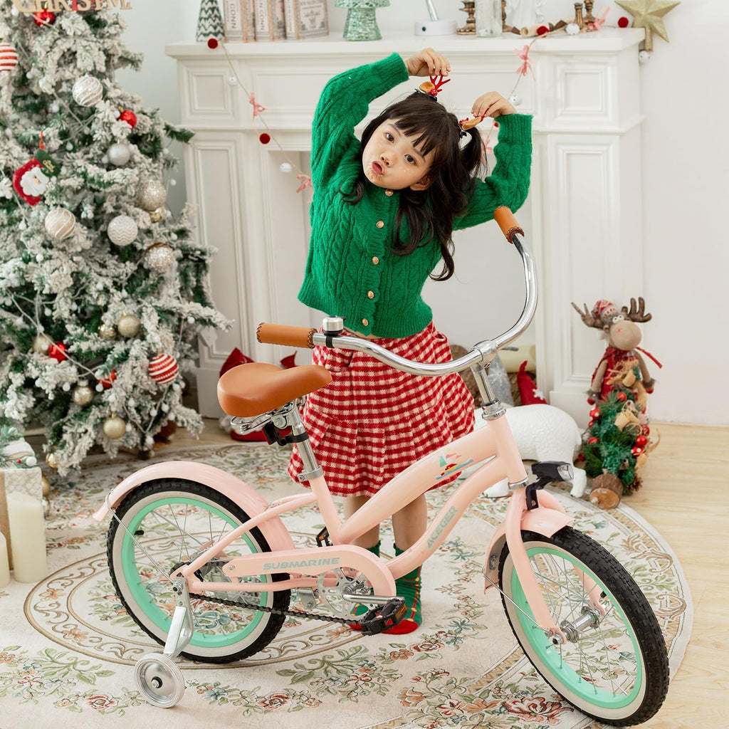 ACEGER Girls Beach Cruiser Bike for Kids 5-13 Years Old, 16' 18' 20' 24' Single Speed Kids Bicycle Included Coaster Brake, Front and Rear Reflectors, 24' 7 Speeds with Dual Brakes