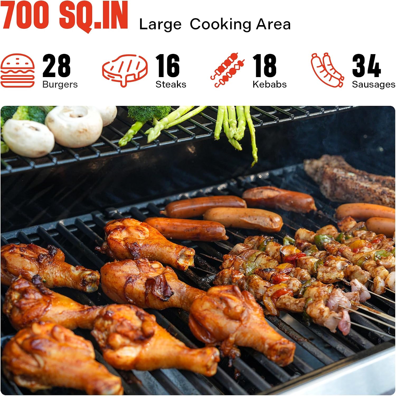 Monument Grills Larger 4-Burner Propane Gas Grills Stainless Steel Cabinet Style with Infrared Side Sear & Side Burners Knob Controls Built-In Thermometer with Stainless Steel Rotisserie Kit(2 Items)