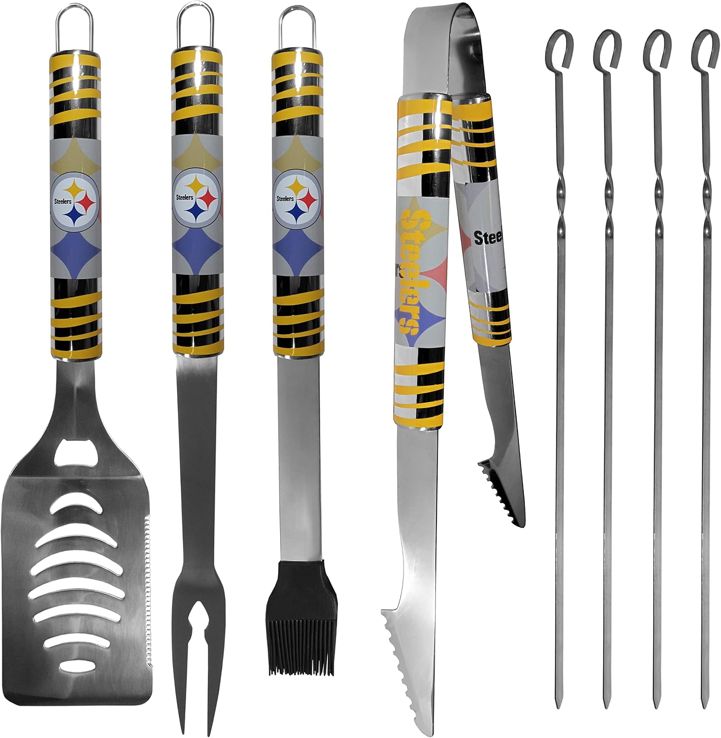 NFL Siskiyou Sports Fan Shop Pittsburgh Steelers Steel Tailgater BBQ Set w/Case 8 piece Gray
