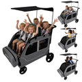 4 Seater Wagon Stroller, Large Quad Wagon for 2 3 4 Kids Baby Toddler Child with Seats, All Terrain, Triple Stroller, Adjustable Push/Pull Handles, Removable Canopy (Dark Grey)