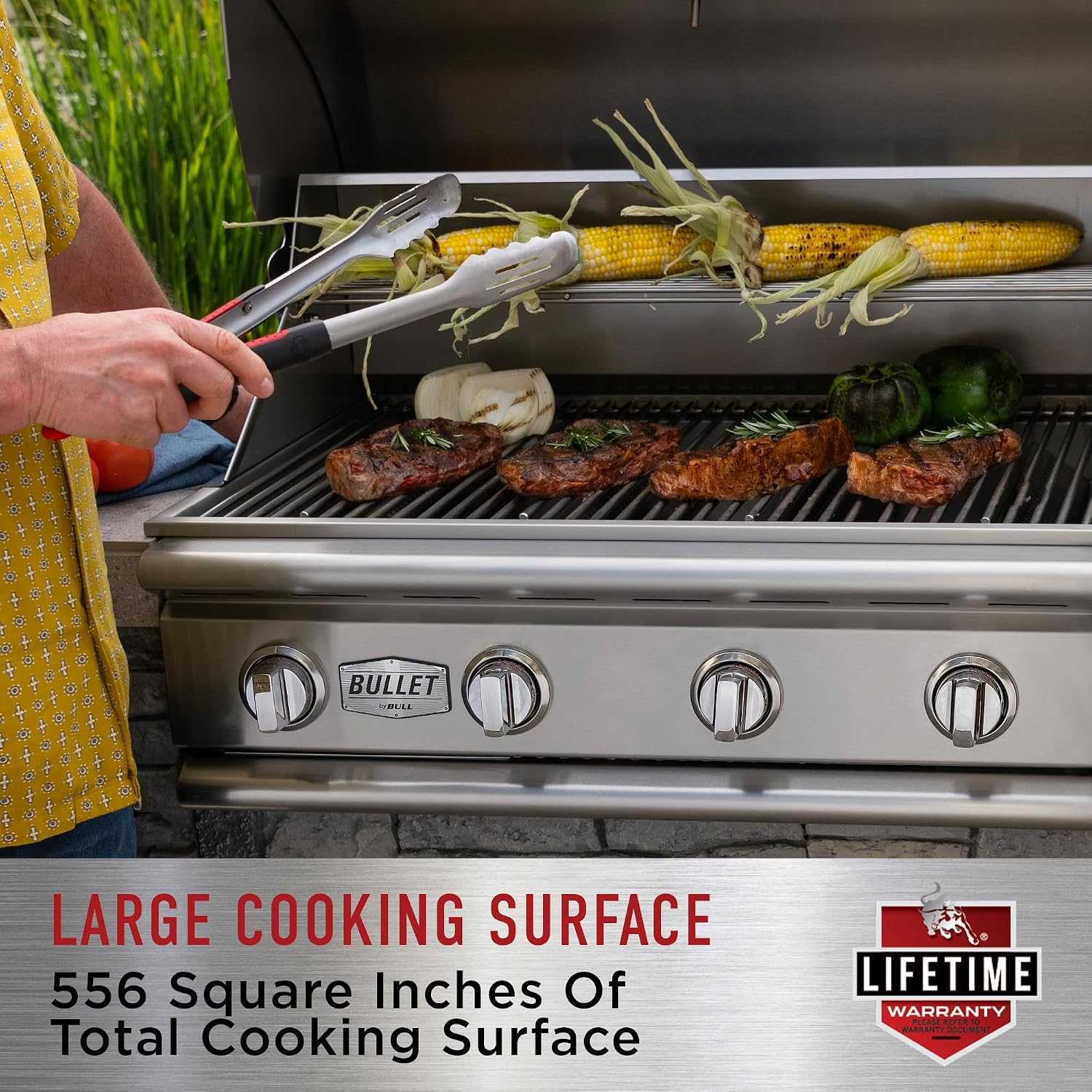 Bull Outdoor Products 69008 LP Steer Premium Drop in Grill, Liquid Propane, Silver