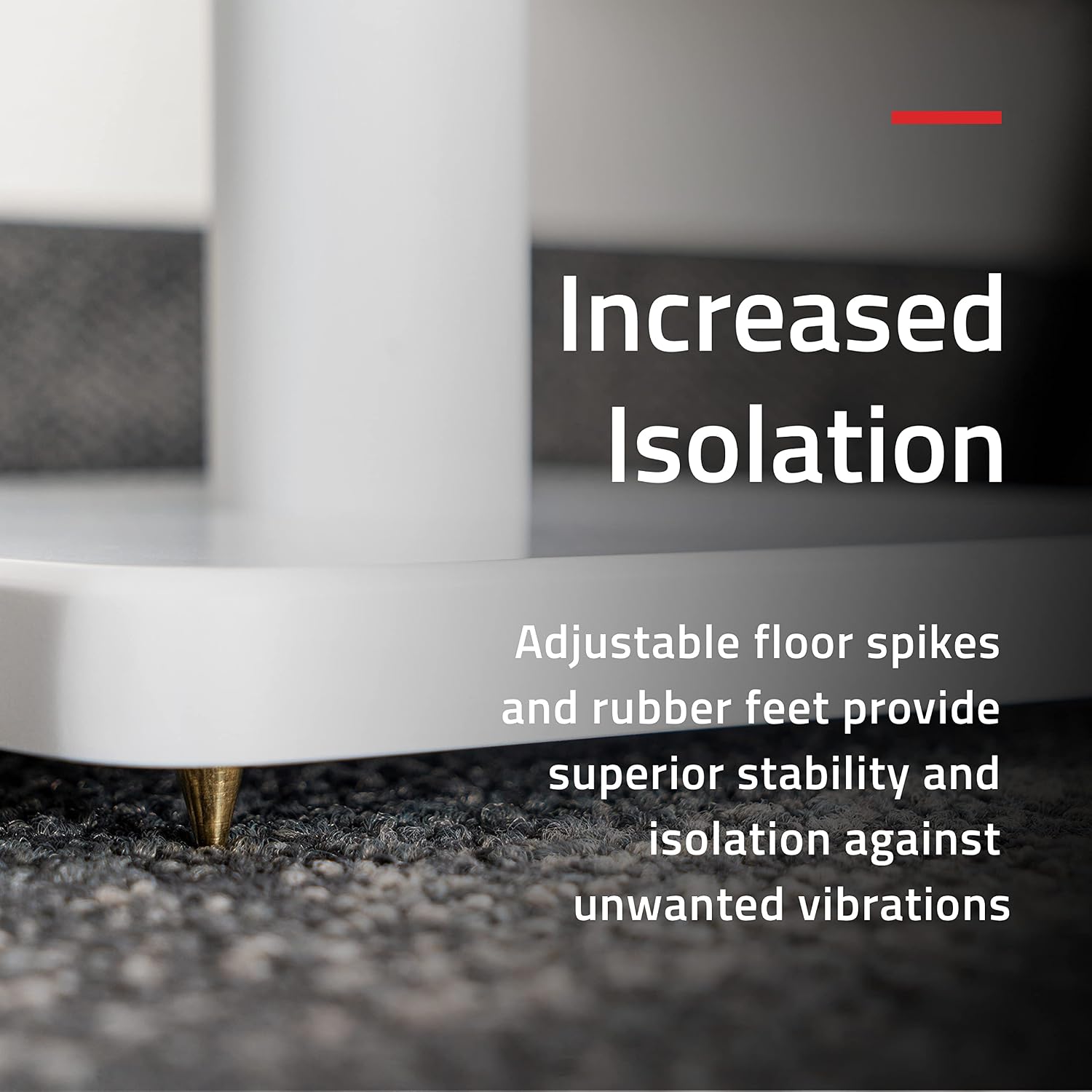 Fluance Floor Speaker Stands for Surround Sound and Bookshelf Speakers with Solid Construction, Adjustable Floor Spikes, Rubber Isolation Feet, Cable Management, Square Base - Matte White/Pair SS05SWH