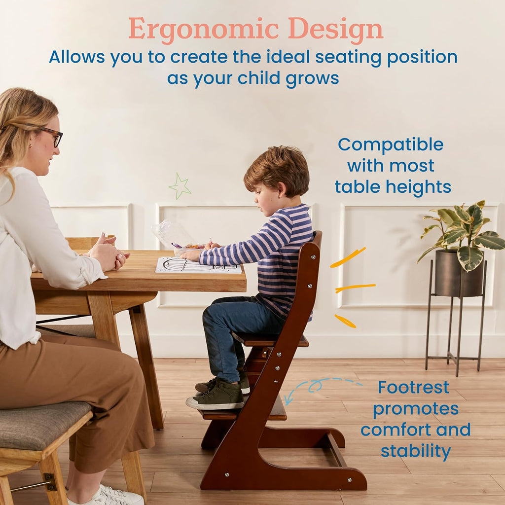 ECR4Kids Grows with Me Chair, Transitional Chair, Dark Walnut