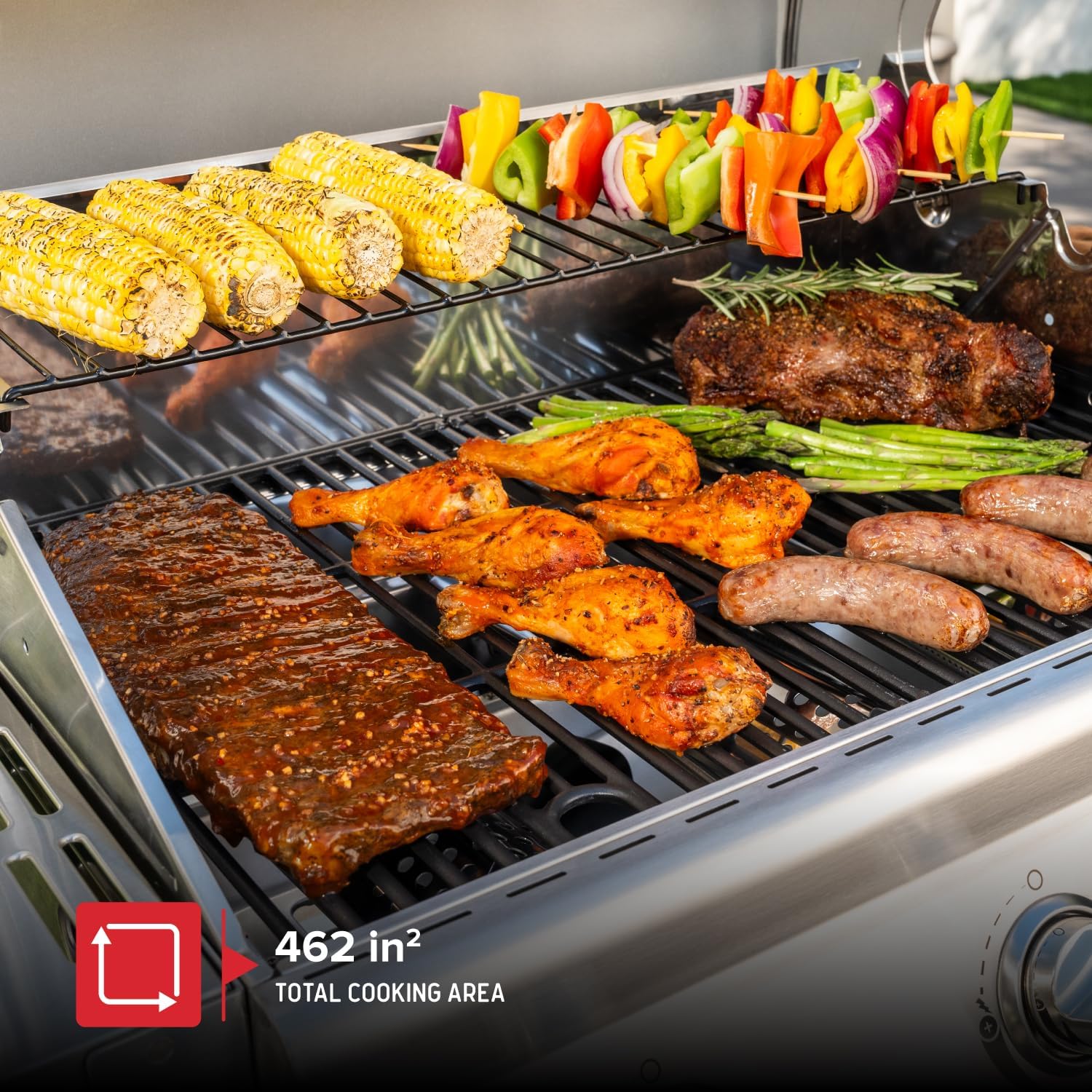 Nexgrill Stainless Steel 3-Burner Propane Gas Grill w/Foldable Side Shelves, 40,500BTUS, 591.05 sq. in. Cooking Area, Perfect for Outdoor Cooking & Grilling, BBQs, Backyard, Tailgating, 720-0830MN