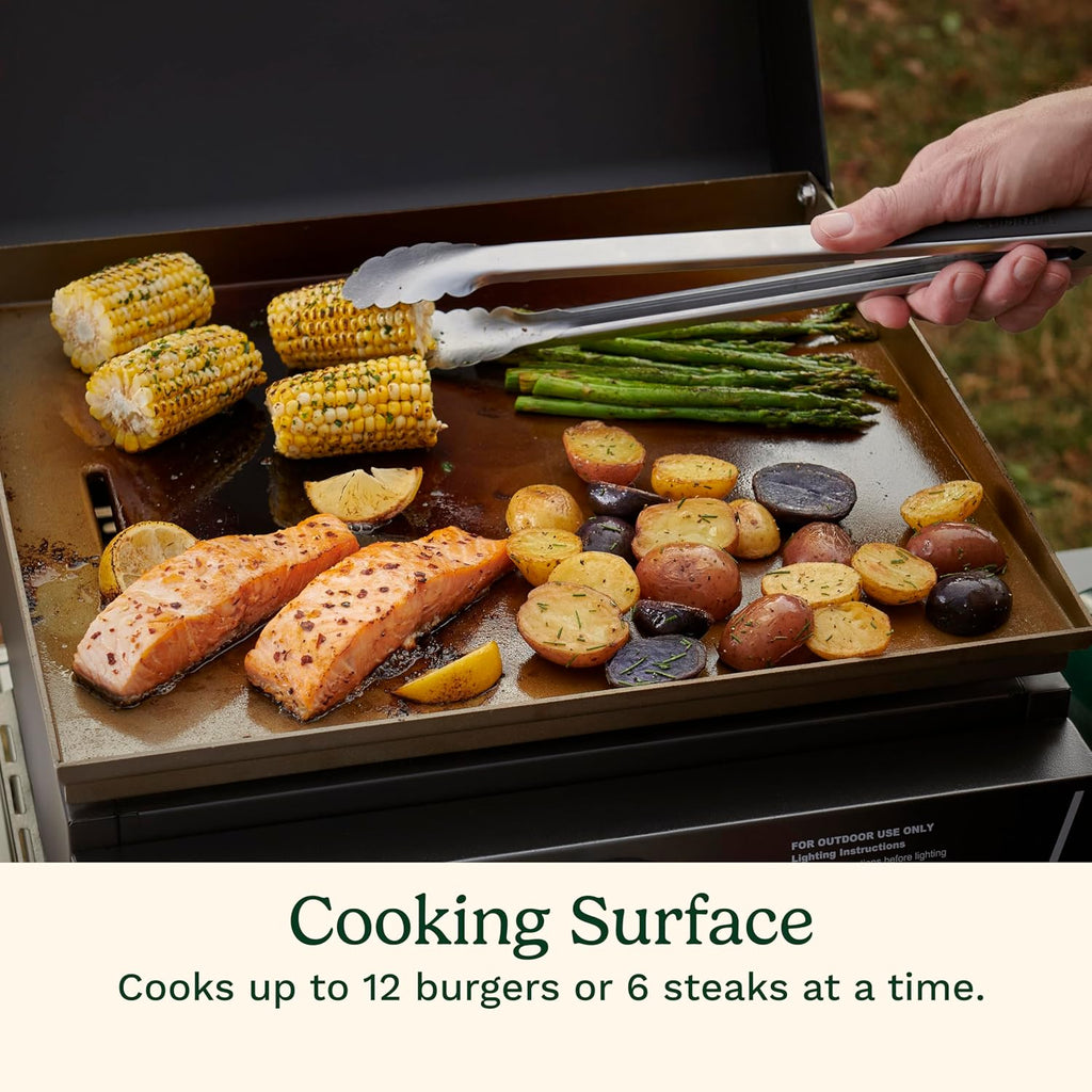 Cuisinart 17' Tabletop Gas Griddle with Hood, Easy Assembly Compact Outdoor Flat-Top Grill with Grease Cup, 255 Sq. In Cooking Space Perfect for Camping, Tailgates and BBQs
