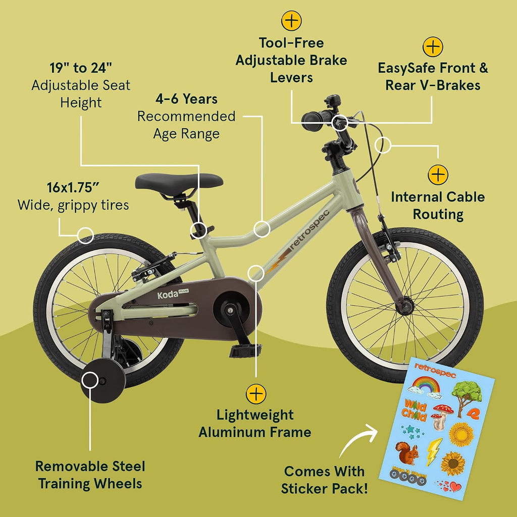 Retrospec Koda Plus Kids Bike for Boys & Girls Ages 4-6 Years - Children's Bicycle, Adjustable Seat & Handlebars