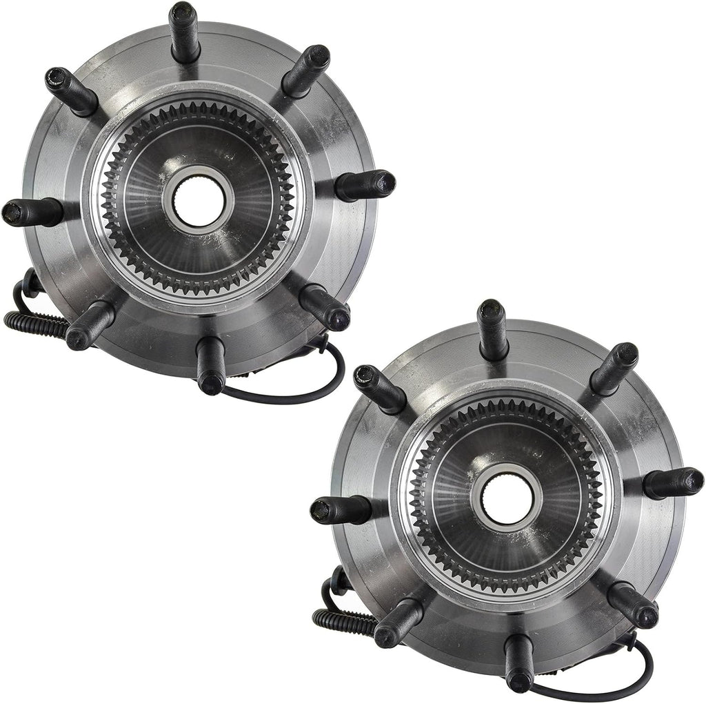 TRQ Front Left and Right Wheel Bearing and Hub Assembly Set 2 Piece Compatible with 03-04 Ford F-250 Super Duty 4WD 03-04 F-350 Super Duty 4WD M14x1.5 Fine Thread Wheel Studs Single Rear Wheels SRW
