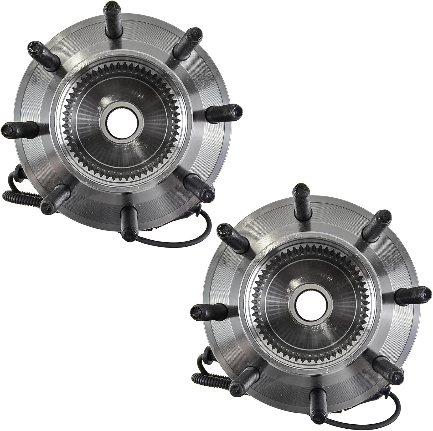 TRQ Front Left and Right Wheel Bearing and Hub Assembly Set 2 Piece Compatible with 03-04 Ford F-250 Super Duty 4WD 03-04 F-350 Super Duty 4WD M14x1.5 Fine Thread Wheel Studs Single Rear Wheels SRW
