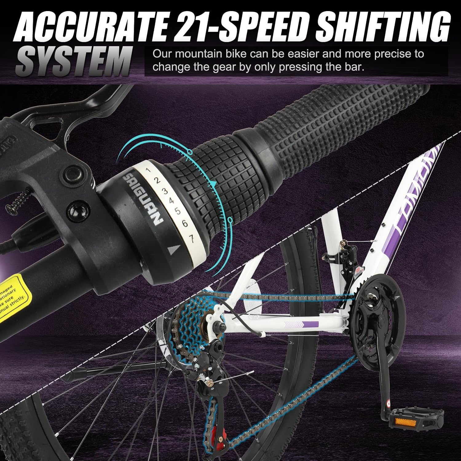 CamPingSurvivals 20/24/26 Inch Mountain Bike for Men/Women, Adult Bicycle with Professional 7 or 21 Speed Shifting, Double Shock Effect, Comfort Saddle and Pretty Look