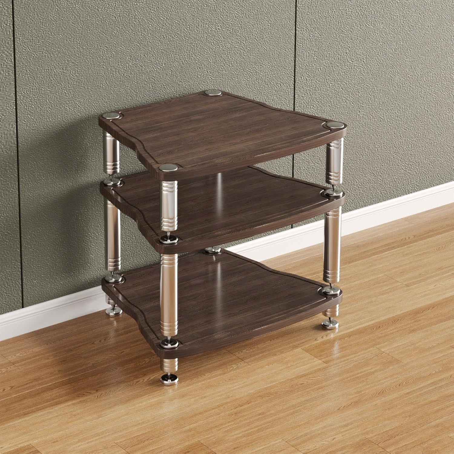 Modern AV Cabinet Audio Rack - Dark Walnut Media Stand for TV & Stereo, Spacious Storage Tower for Audio-Video Equipment, Stylish Entertainment Center (65x55)