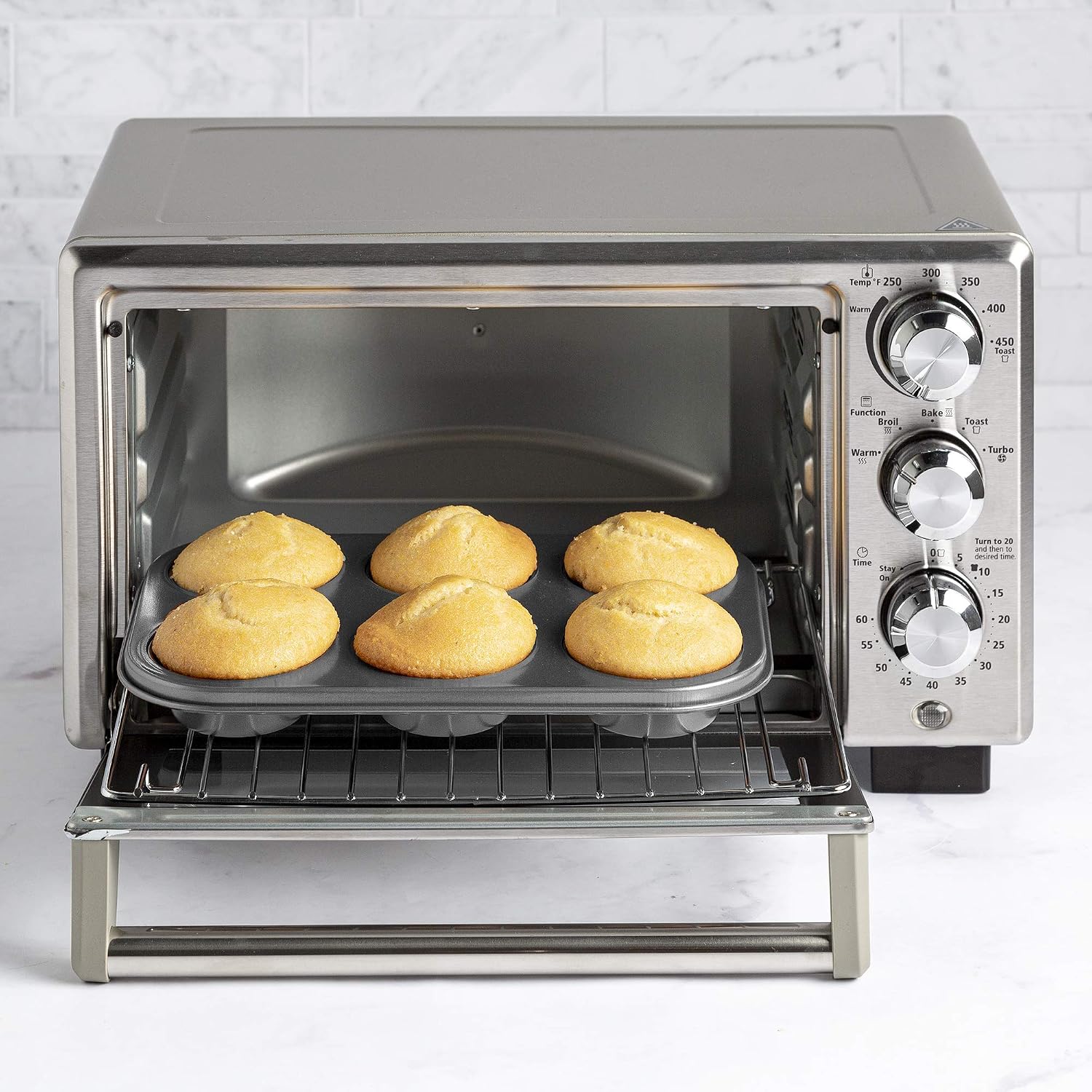 Ecolution Non-Stick Toaster Oven Bakeware Set 4-Piece, Carbon Steel, Easy to Clean and Perfect for Single Servings, Gray (Pack of 6)
