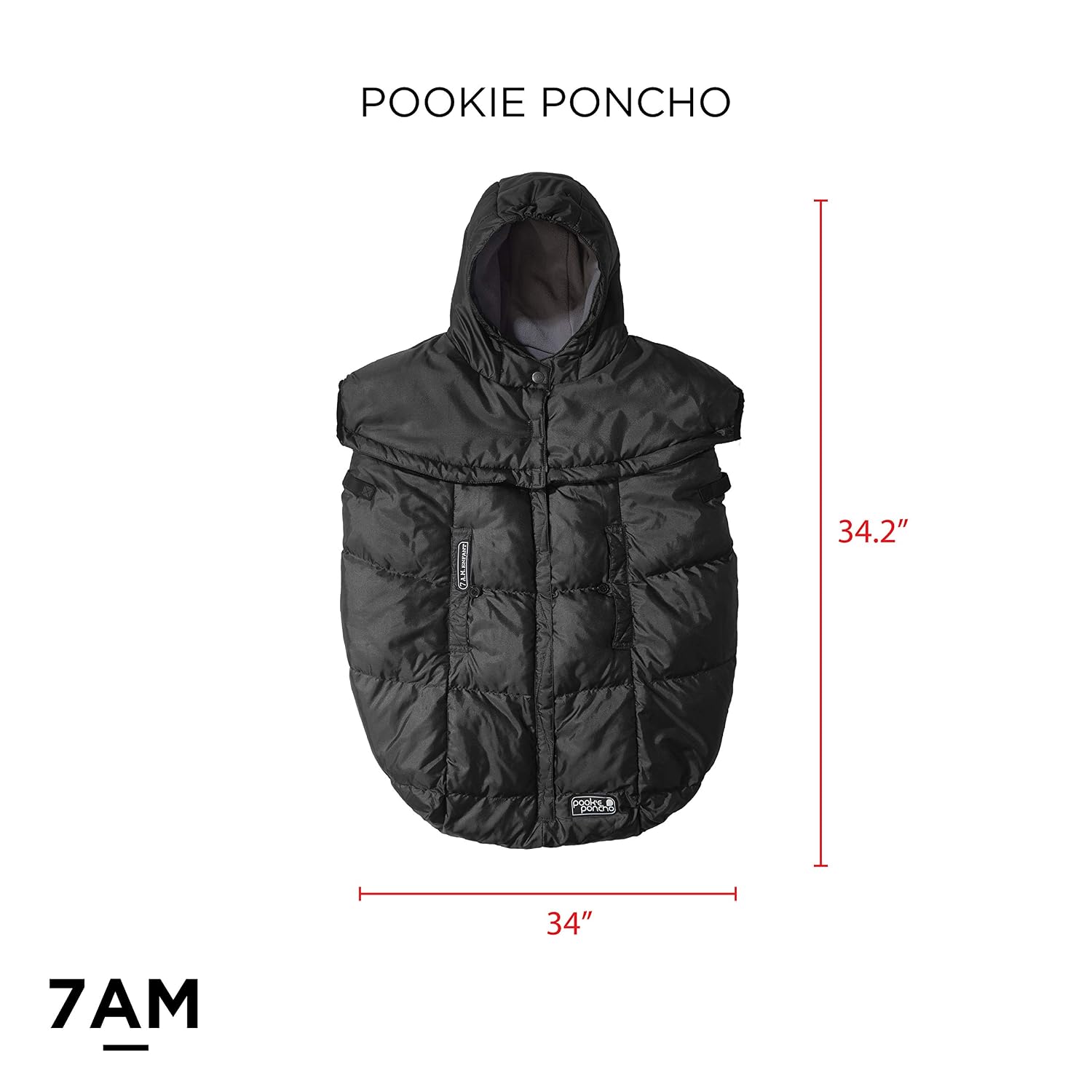 7AM Pookie Poncho Cover for Baby Carrier - Water Repellent & Ultra Soft Micro-Fleece Lining Bunting Bag with Adjustable 2 Hoods, Multifunctional Stroller & Winter Car Seat Cover | (0-4T)