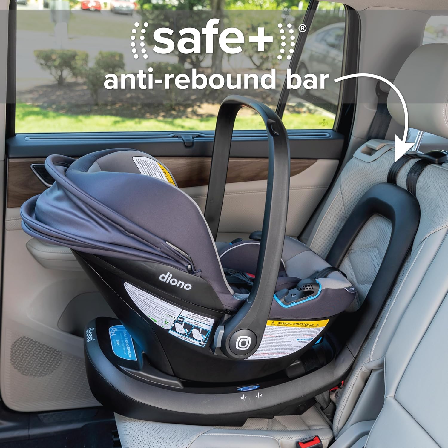 Diono LiteClik30 XT SafePlus Infant Car Seat and Base, Rear-Facing for Infants 4-30lbs, SafePlus Engineering, with Infant Insert, UPF 50+ Sunshade (Gray Glacier Frost)