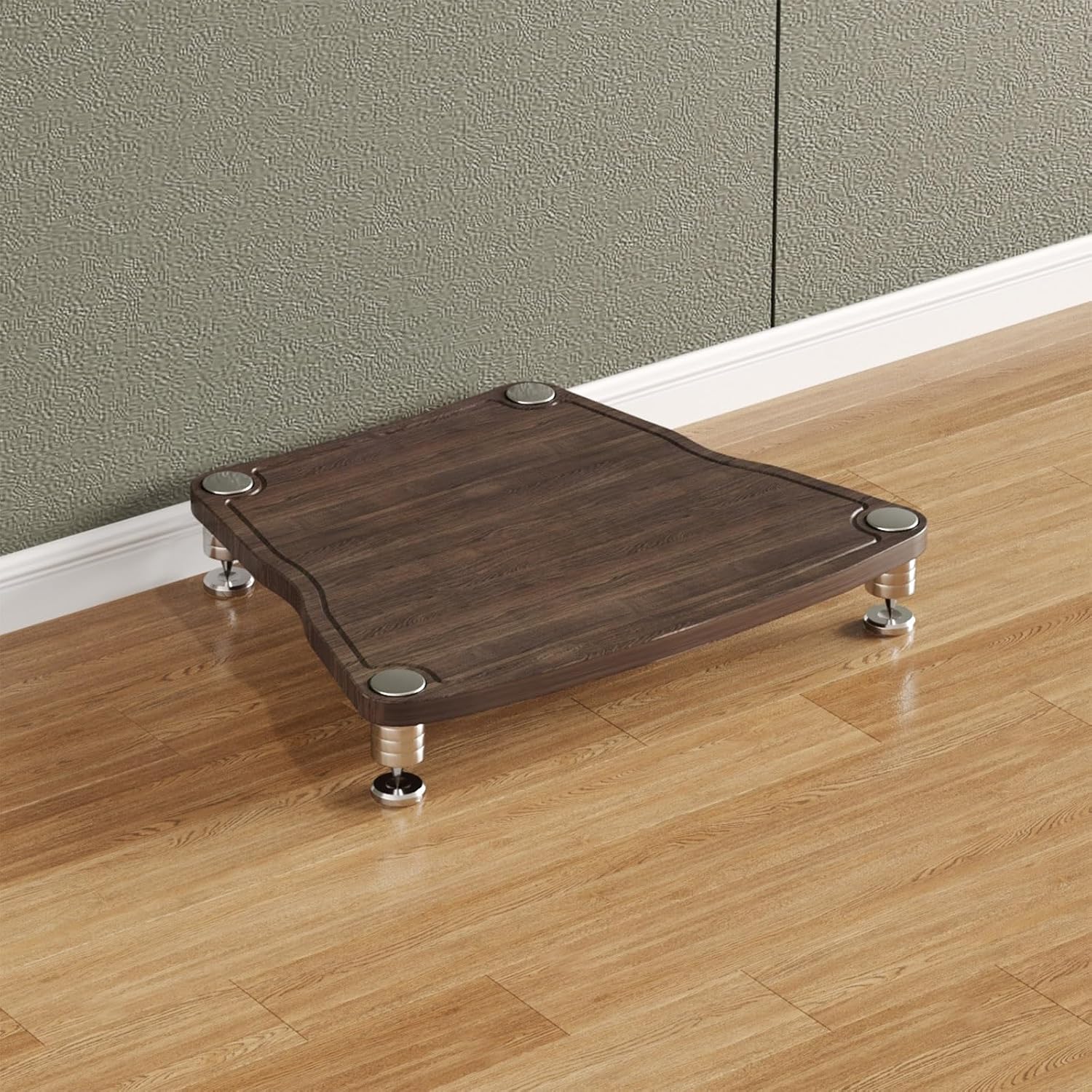 Modern AV Cabinet Audio Rack - Dark Walnut Media Storage Stand, Stereo Tower for Audio/Video Equipment, Stylish Media Center Furniture (65x55 cm)