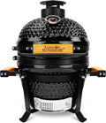 Upgraded 13 inch Ceramic Kamado Grill with Waterproof Air Vent Cap | Portable Tabletop Charcoal BBQ Grill Smoker for Outdoor Cooking, Patio, Camping | Black