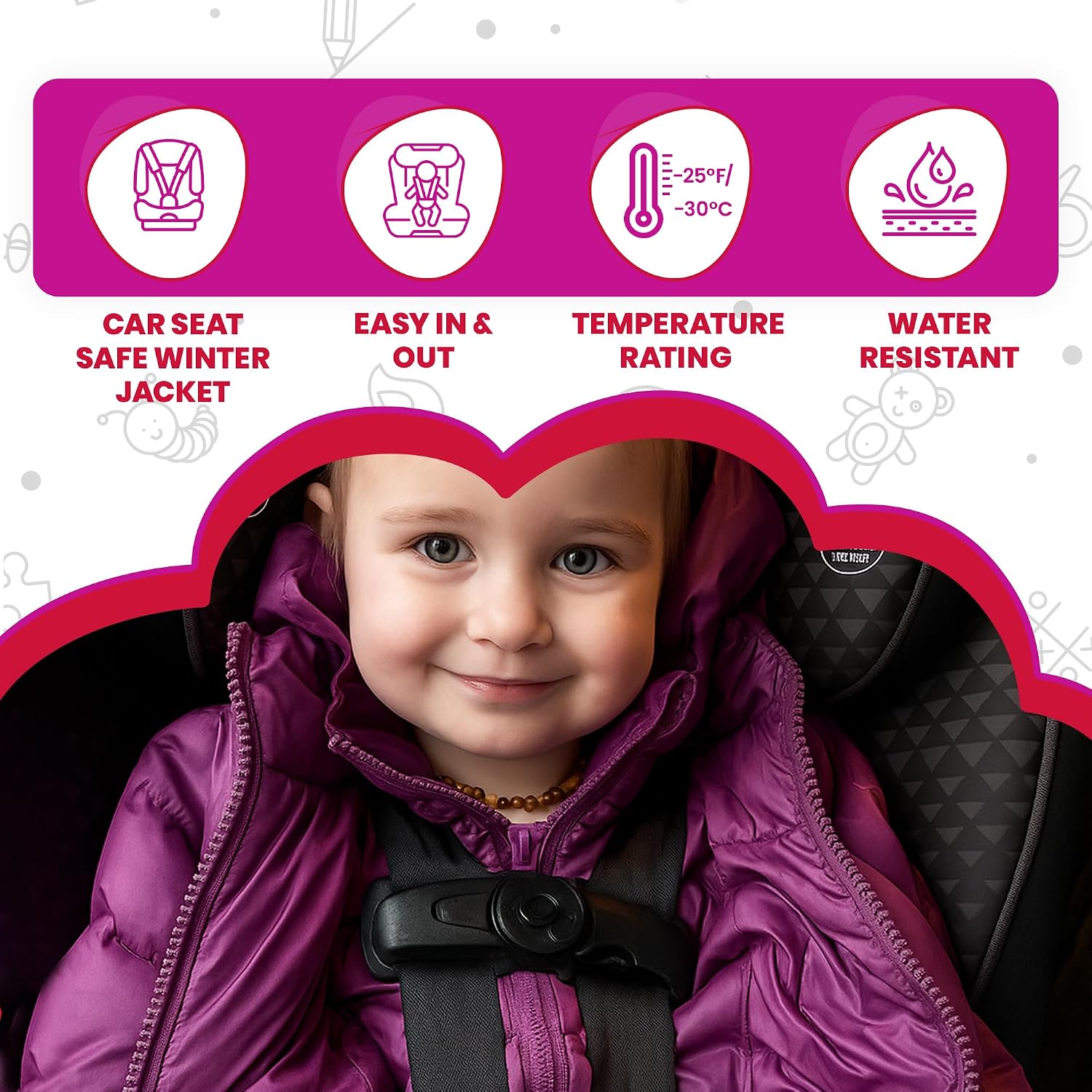 ONE KID The Road Coat Down | Car Seat Safe Winter Jacket | Crash Tested | Unisex | 12 Months-8 Years