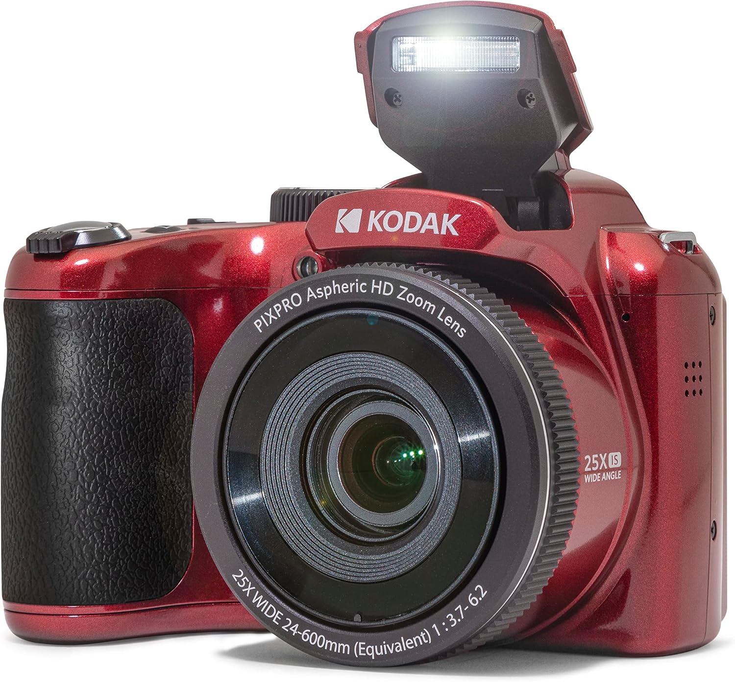 Kodak PIXPRO AZ255-RD 16MP Digital Camera 25X Optical Zoom 24mm Wide Angle Lens Optical Image Stabilization 1080P Full HD Video 3' LCD Vlogging Camera (Red)