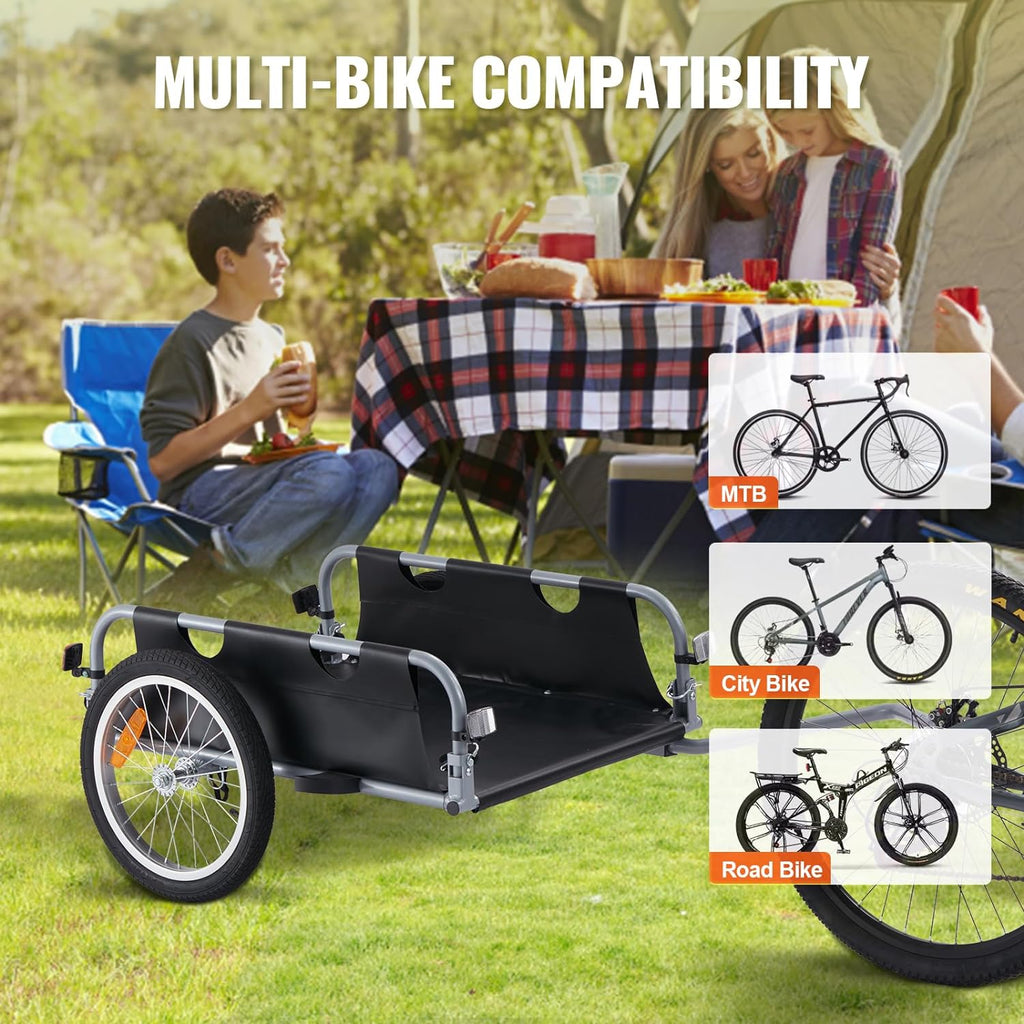 VEVOR Bike Cargo Trailer, 88/100/160 lbs Load Capacity, Heavy-Duty Bicycle Wagon Cart, Foldable Compact Storage with Universal Hitch
