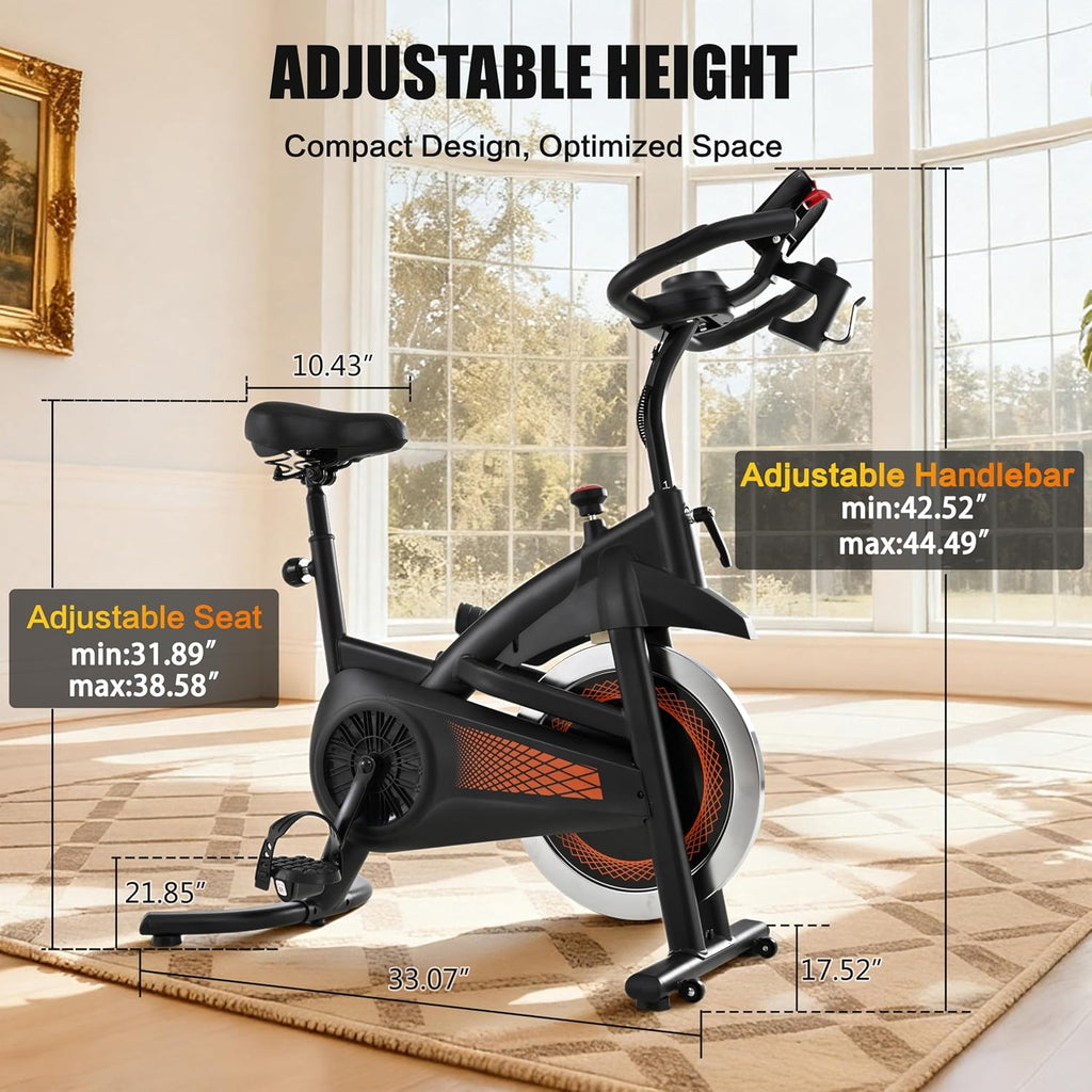 Exercise Bike Stationary Bike Indoor Cycling Bicycle for Home Gym Spinning Bike 300 lbs Weight Capacity Adjustable Seat/Handlebar for Office Workout Cardio