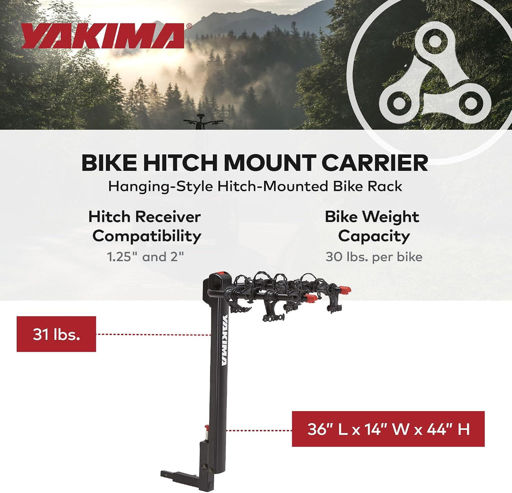 YAKIMA, DoubleDown 4 Tilting Hitch-Mounted Bike Rack for Cars, SUVs, Trucks and More, Fits 1.25' and 2' Hitches, Carries 4 Bikes