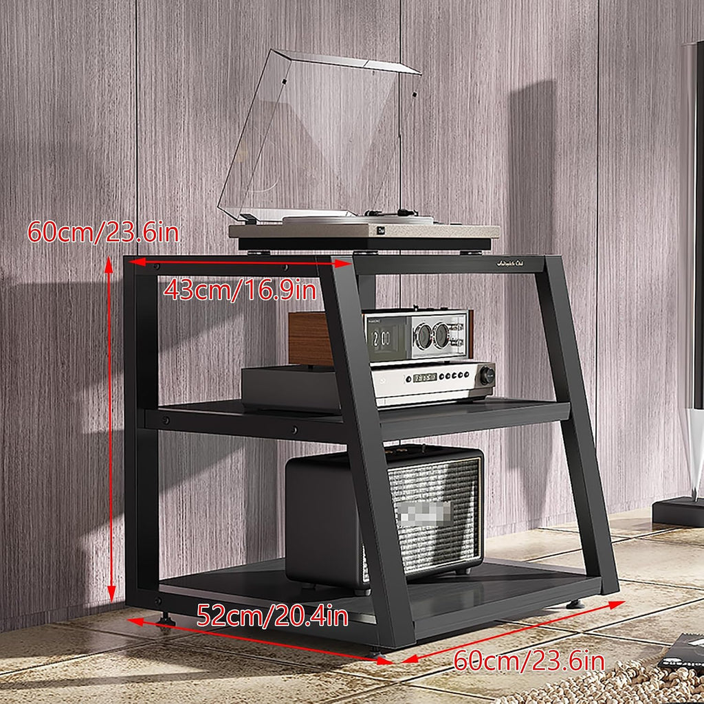 Audio-Video Shelving, Corner Media Stand with Adjustable Shelves, Small Entertainment Center, and Media Cabinet with Storage for AV Equipment, Stereo Racks and Stands(Brown,60x52x60cm)