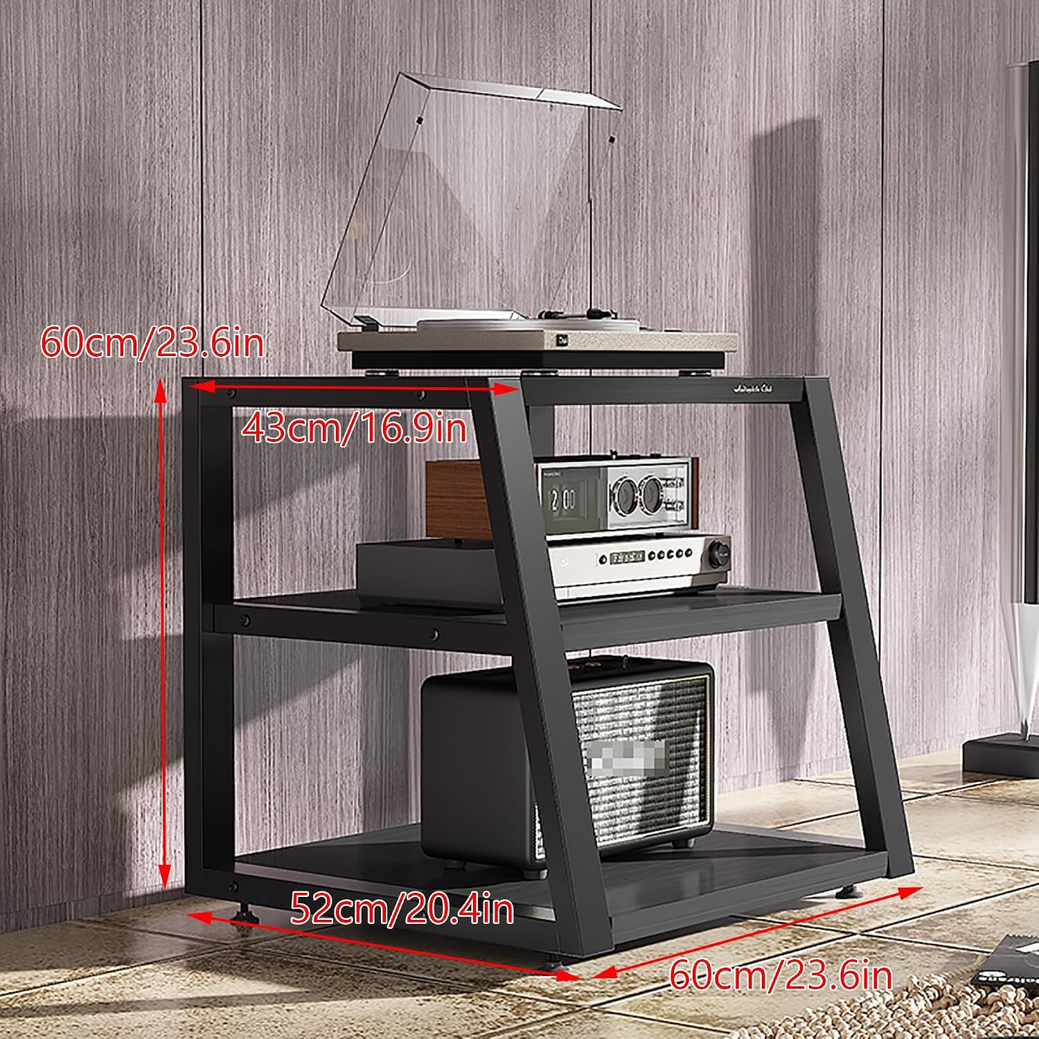 Audio-Video Shelving, Corner Media Stand with Adjustable Shelves, Small Entertainment Center, and Media Cabinet with Storage for AV Equipment, Stereo Racks and Stands(Brown,60x52x60cm)