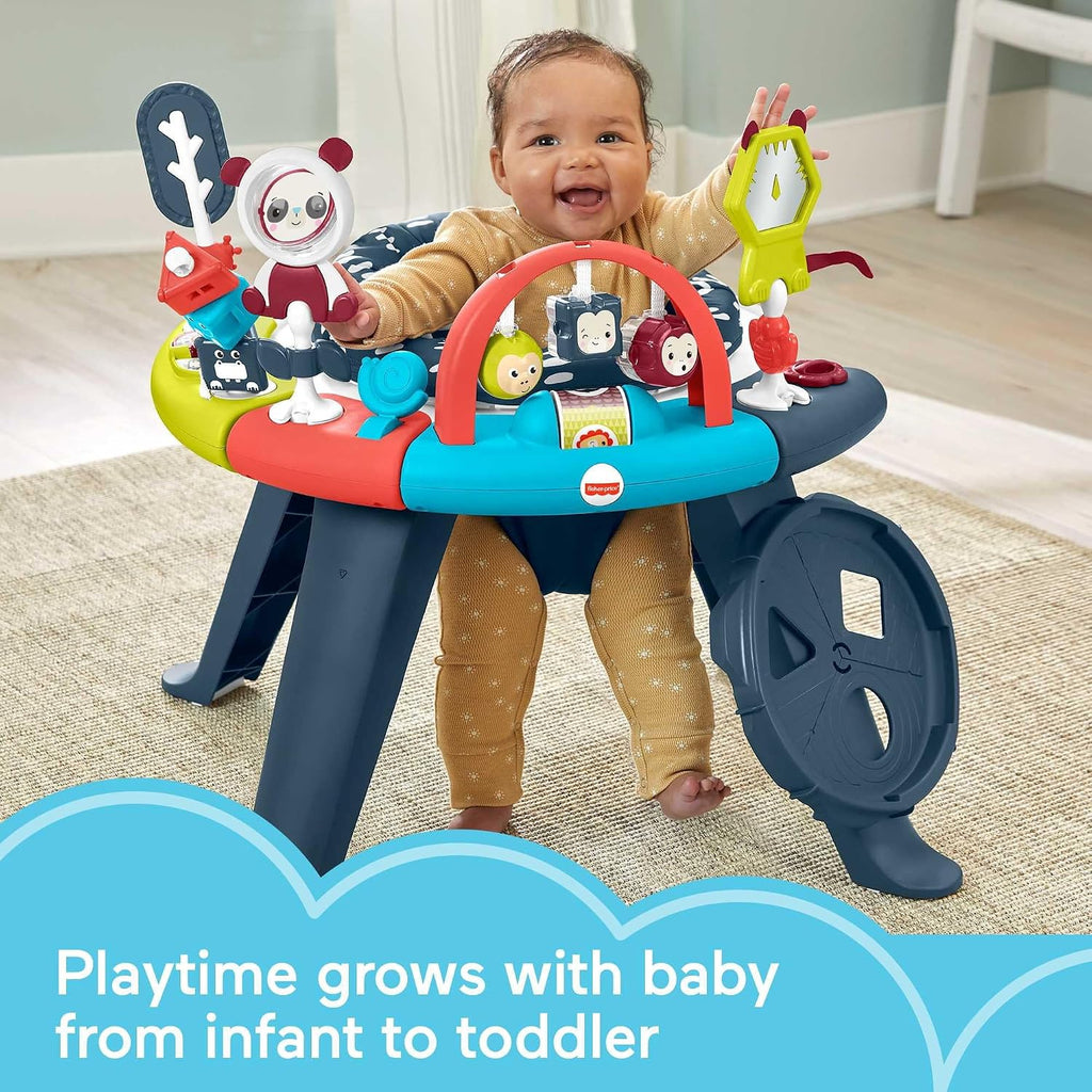 Fisher-Price 3-in-1 Spin & Sort Infant Activity Center and Toddler Play Table, Navy Dashes- Unisex