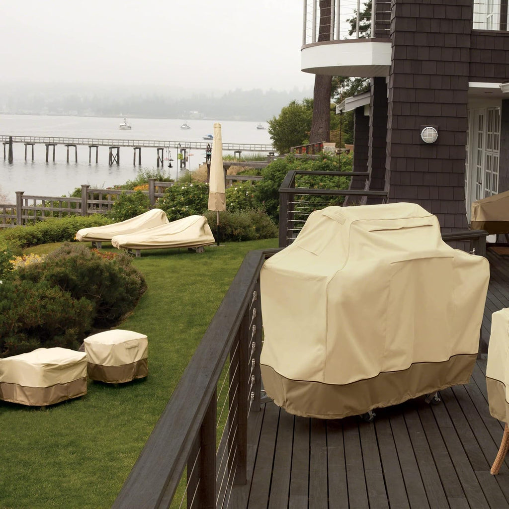 Classic Accessories Veranda Water-Resistant 64 Inch BBQ Grill Cover and 38 Inch Patio Lounge Chair Cover Bundle