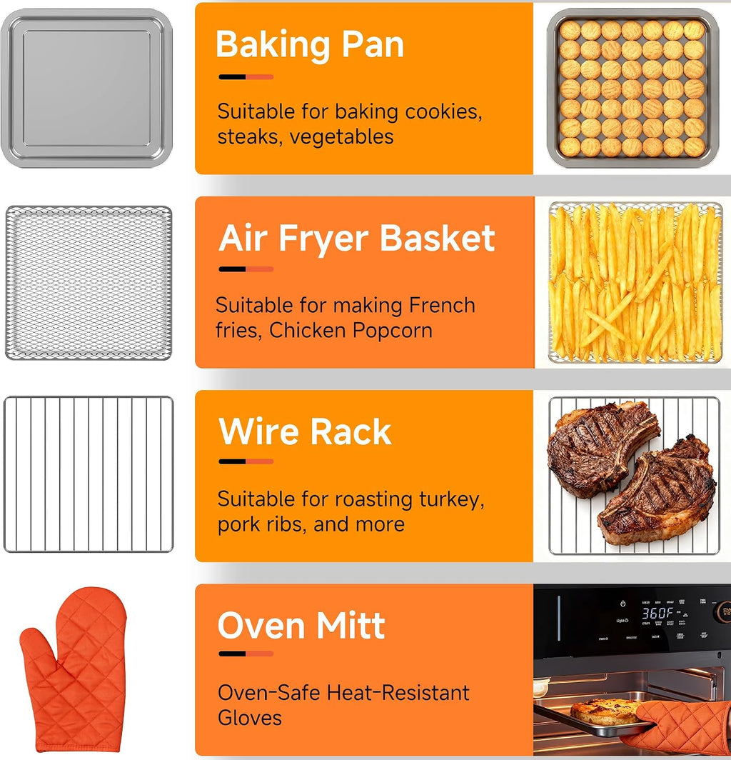 OUNIN Air Fryer Toaster Oven Combo – 11-in-1 Countertop Convection Steam Oven with Air Fryer, Steam, Dual Cook, Bake, Roast, Dehydrate, 90–430°F, Self-Cleaning, 16qt Capacity