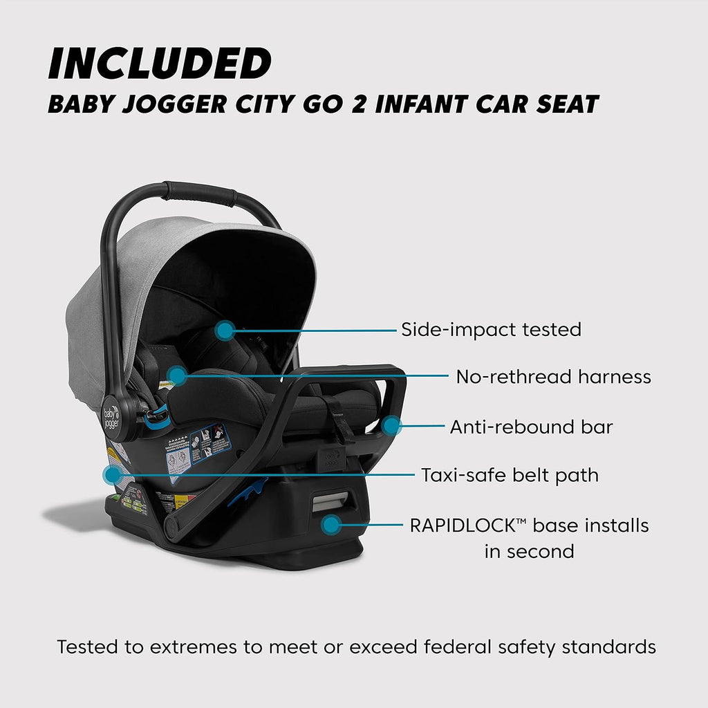 Baby Jogger® City Mini GT2 All-Terrain Travel System, Car Seat Stroller Combo with City GO 2 Infant Car Seat, One Hand Fold Baby Stroller, Amazon Exclusive Pike Fashion with Belly Bar