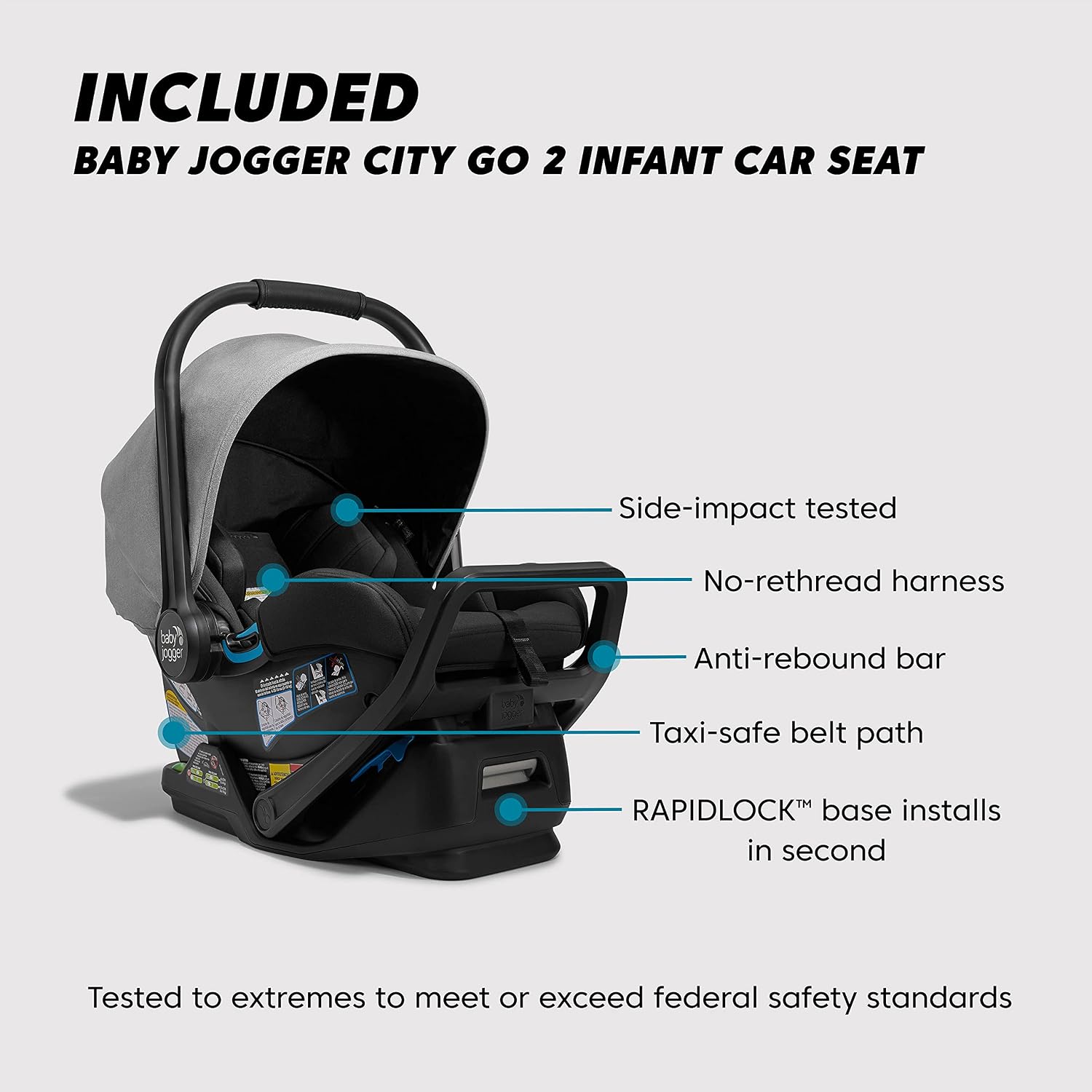 Baby Jogger® City Mini GT2 All-Terrain Travel System, Car Seat Stroller Combo with City GO 2 Infant Car Seat, One Hand Fold Baby Stroller, Amazon Exclusive Pike Fashion with Belly Bar