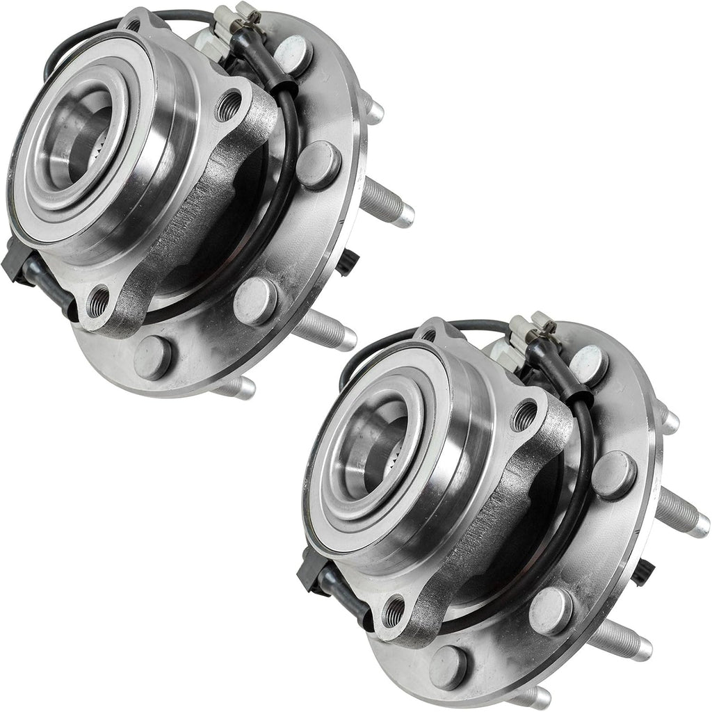 TRQ Front Left and Right Wheel Bearing and Hub Assembly 2 Piece Set for 4 Wheel Drive 8 Lug Models ONLY Compatible with 99-07 Silverado/Sierra 2500HD/3500HD 4x4 8 Lug Models
