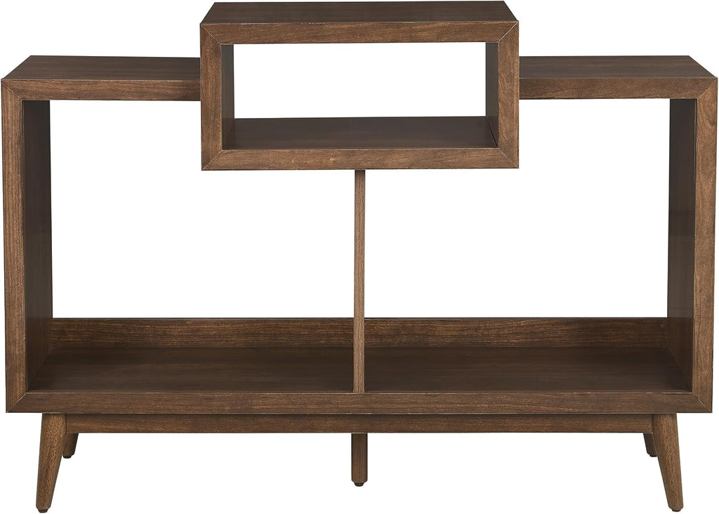 Crosley Furniture Nashville Mid Century Modern Console Record Player Stand, Stores Up to 220 Vinyl Records, Medium, Brown