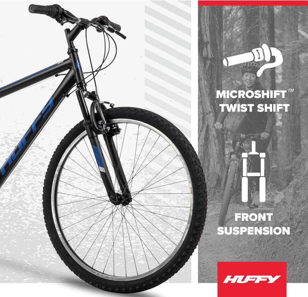 Huffy Stone Mountain Bike for Men and Women, 20'/24'/26', 6-Speed (20') or 21-Speed, Front or Dual Suspension (Varies), Multiple Colors, Adjustable Saddle, Shimano Equipped, All-Terrain Tires