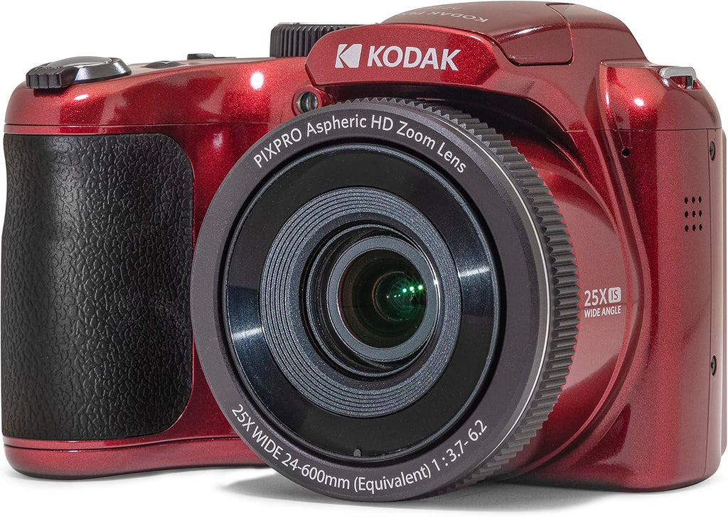 Kodak PIXPRO AZ255-RD 16MP Digital Camera 25X Optical Zoom 24mm Wide Angle Lens Optical Image Stabilization 1080P Full HD Video 3' LCD Vlogging Camera (Red)