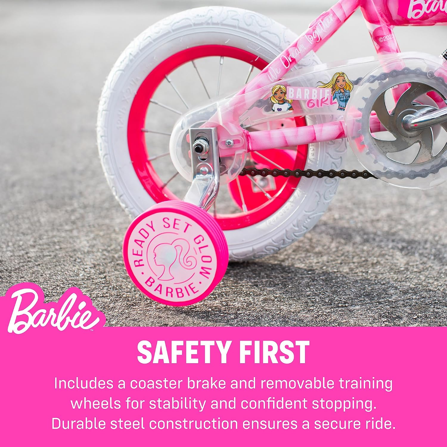 Dynacraft Barbie 12, 16, 18-inch Girls' Bike for Kids Ages 3-9 Years - Fun and Stylish Design, Sturdy and Durable, Perfect for Kids Learning to Ride, Easy to Assemble, Ideal for Young Riders